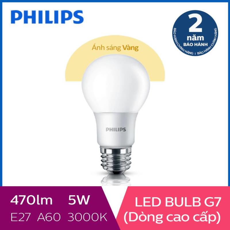 Bóng đèn Philips LED cao cấp siêu sáng tiết kiệm điện Gen7 5W 3000K E27 230V A60 - Ánh sáng vàng