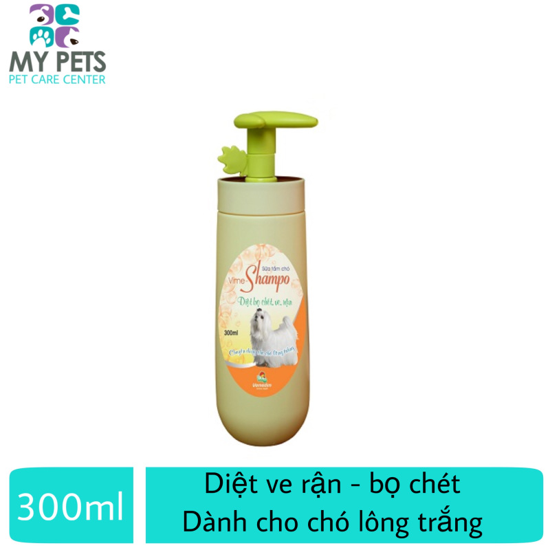 Sữa tắm cao cấp diệt ve rận, bọ chét, dương lông cho chó (chuyên dành cho chó lông trắng) (VMD) - ViMe Shampoo 300ml