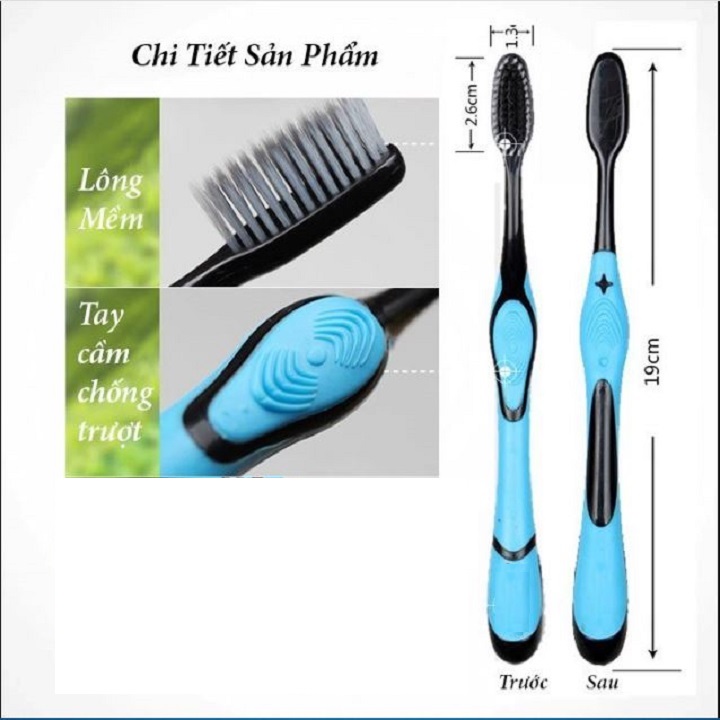 Combo bàn chải đánh răng than tre hoạt tính lông chải siêu mềm bảo vệ răng nướu - bàn chải than hoạt tính giúp chải răng sạch hơn massage nướu