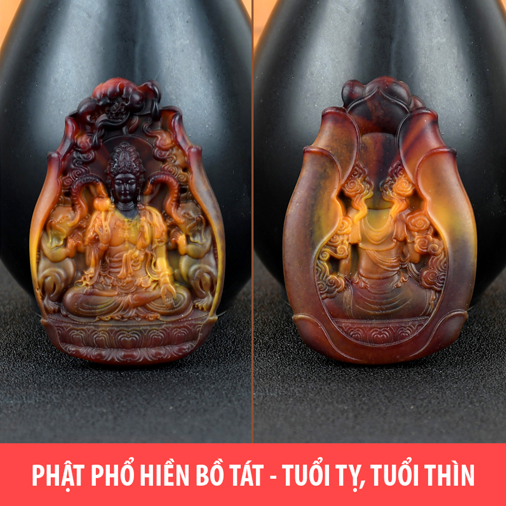 Dây chuyền Phổ Hiền Bồ Tát hương thơm bằng Long Diên Hương tổng hợp