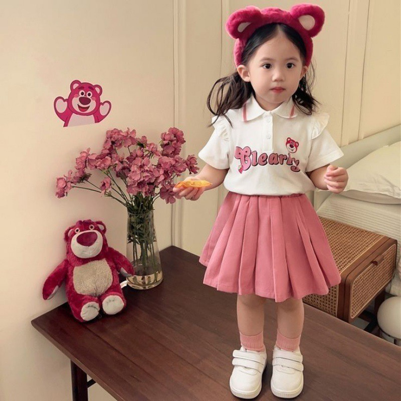Set bộ chân váy dập ly cho bé gái
