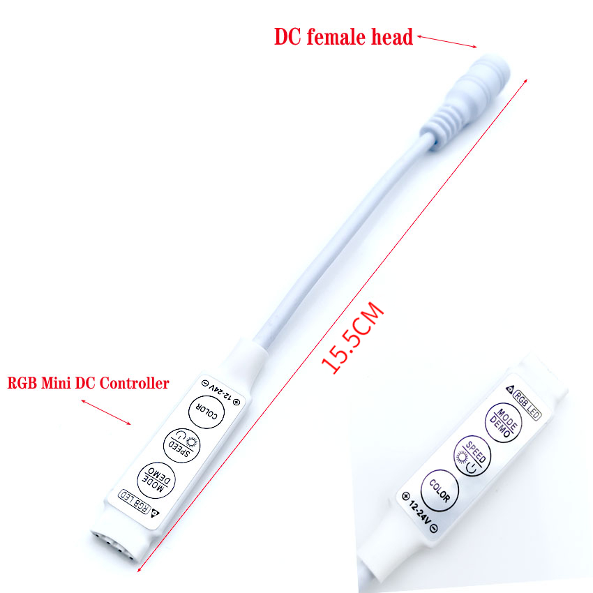 DC 12V 24V Mini 3 Keys Single Color Dimmer RGB LED Controller Brightness Dimmer Switch for LED 5050 3528 5630 Strip Light