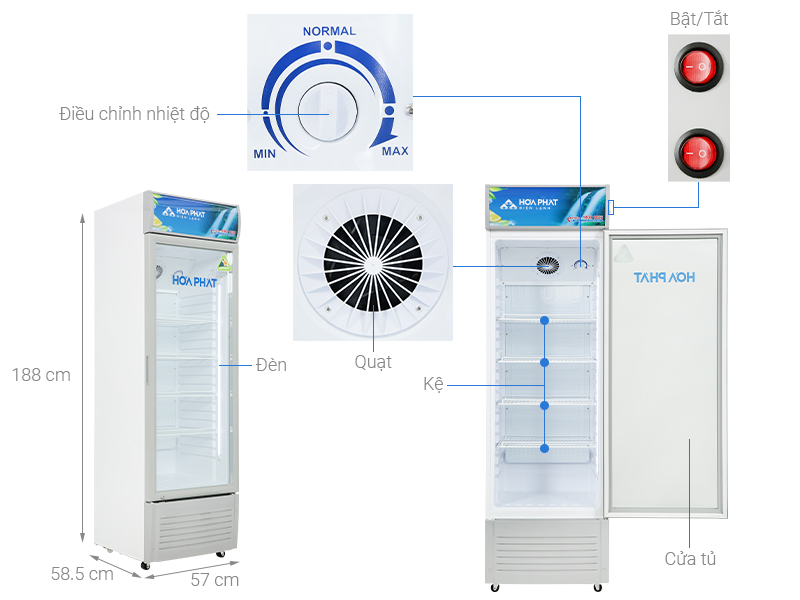 [TRẢ GÓP 0%] Tủ mát Hòa Phát 242 Lít HSC 600F1R1 (Giá áp dụng giao tại HN, HCM& các tỉnh liên hệ shop)