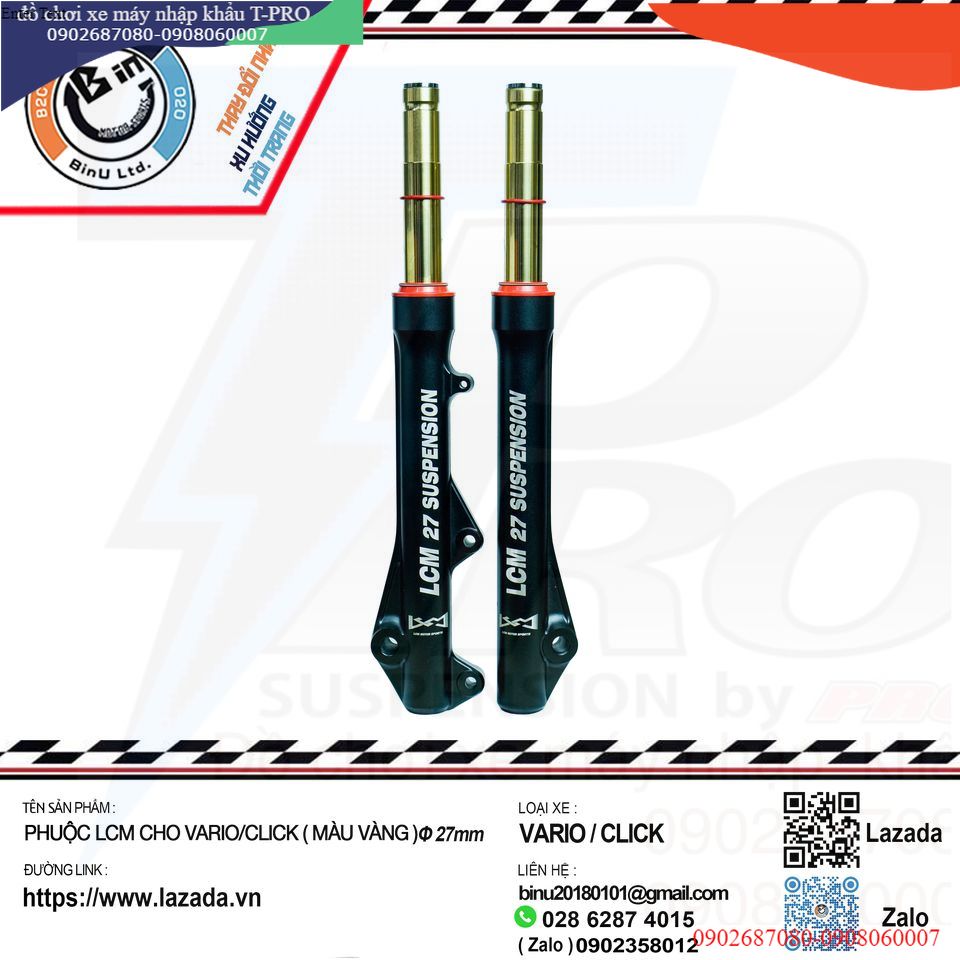 [HCM]PHUỘC LCM CHO VARIO/CLICK ( MÀU BẠC ) NCY5