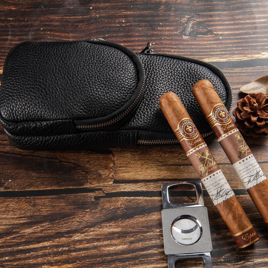 [Lấy mã giảm thêm 30%]Túi đựng cigar da thật TXG001D0 -