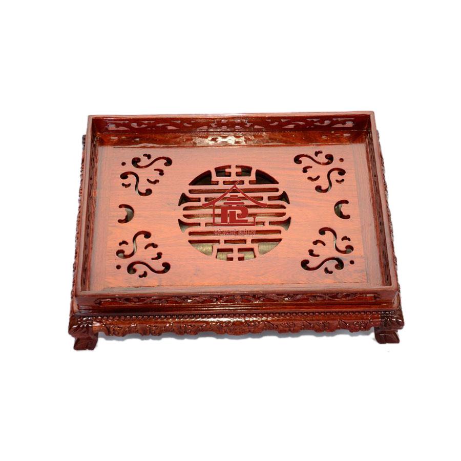 Khay trà trạm thọ loại to gỗ hương