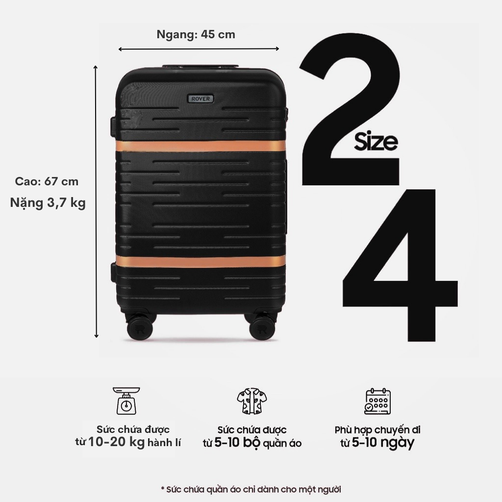Vali kéo du lịch ROVER Ada - Size Ký Gửi (Size 24)
