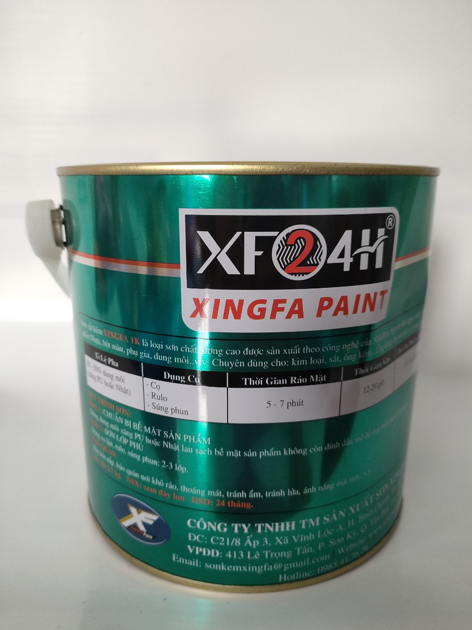 Sơn chống gỉ- sơn lót màu xám ghi 24H xingfa dùng sơn  trên kẽm, sắt, inox lon 900gr