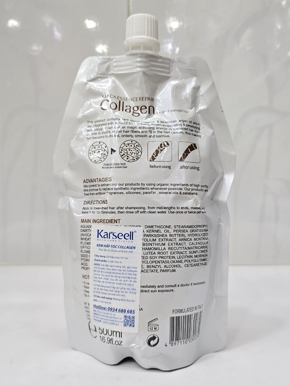 Dầu Hấp Tóc Collagen KARSEELL Maca Siêu Mềm Mượt 500ml