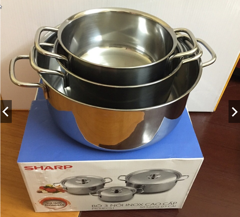 Bộ 3 Nồi inox Sharp