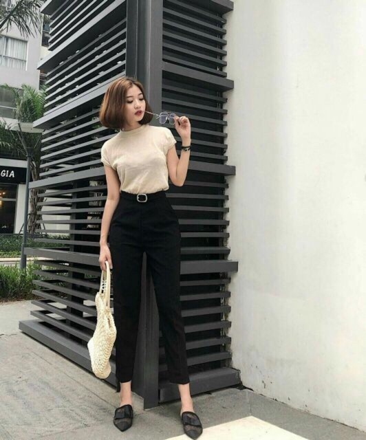 Quần Baggy nữ lưng cao Đai Vuông