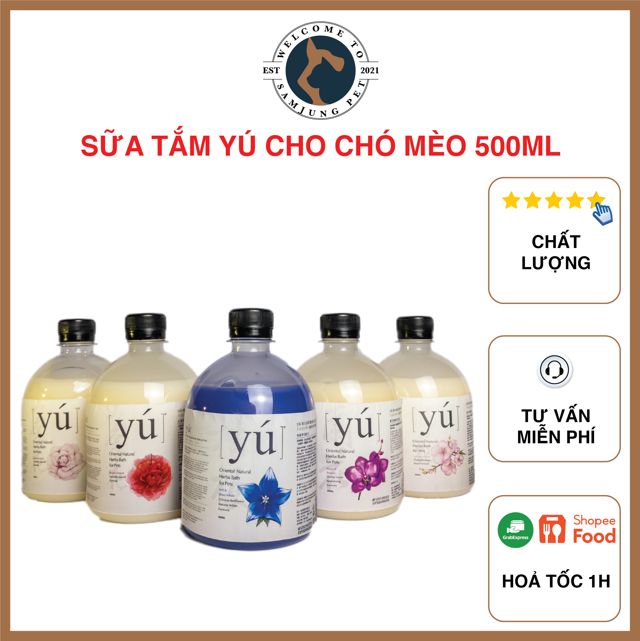 [ 500ml Repack Chính Hãng ] Sữa tắm yú cho chó mèo đủ mùi - SamJung Pets