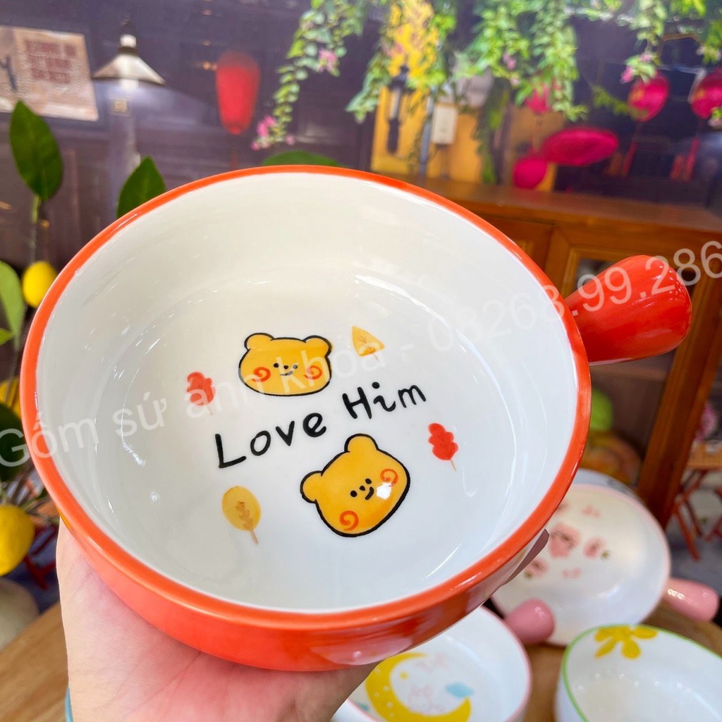 Bát Đĩa Gốm Sứ Decor, Bát Ăn Cơm Chén Dĩa Dễ Thương Chảo béo họa tiết cực đẹp Trang Trí Món ăn cực xinh yêu