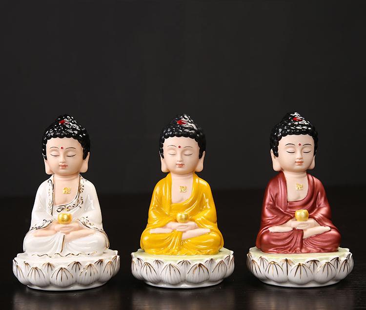 Tượng Phật tọa đài sen - Phật Ông gốm vàng (Kèm chuỗi)