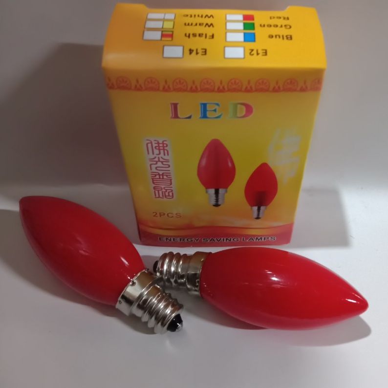 BÓNG QUẢ NHÓT ĐỎ, BÓNG ĐÈN LED THỜ (HỘP 2 QUẢ)