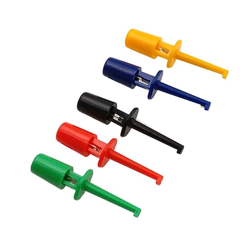 5Pcs Mini Single Test Hook Clip Test Probe for Electronic Testing IC Grabber Small Size Round Crocodile Clip Hook Test Clip