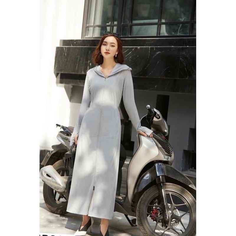 ÁO CHOÀNG DÀI TAY chống nắng GU cao cấp thông hơi phiên bản 2021 - Mũ có khoá