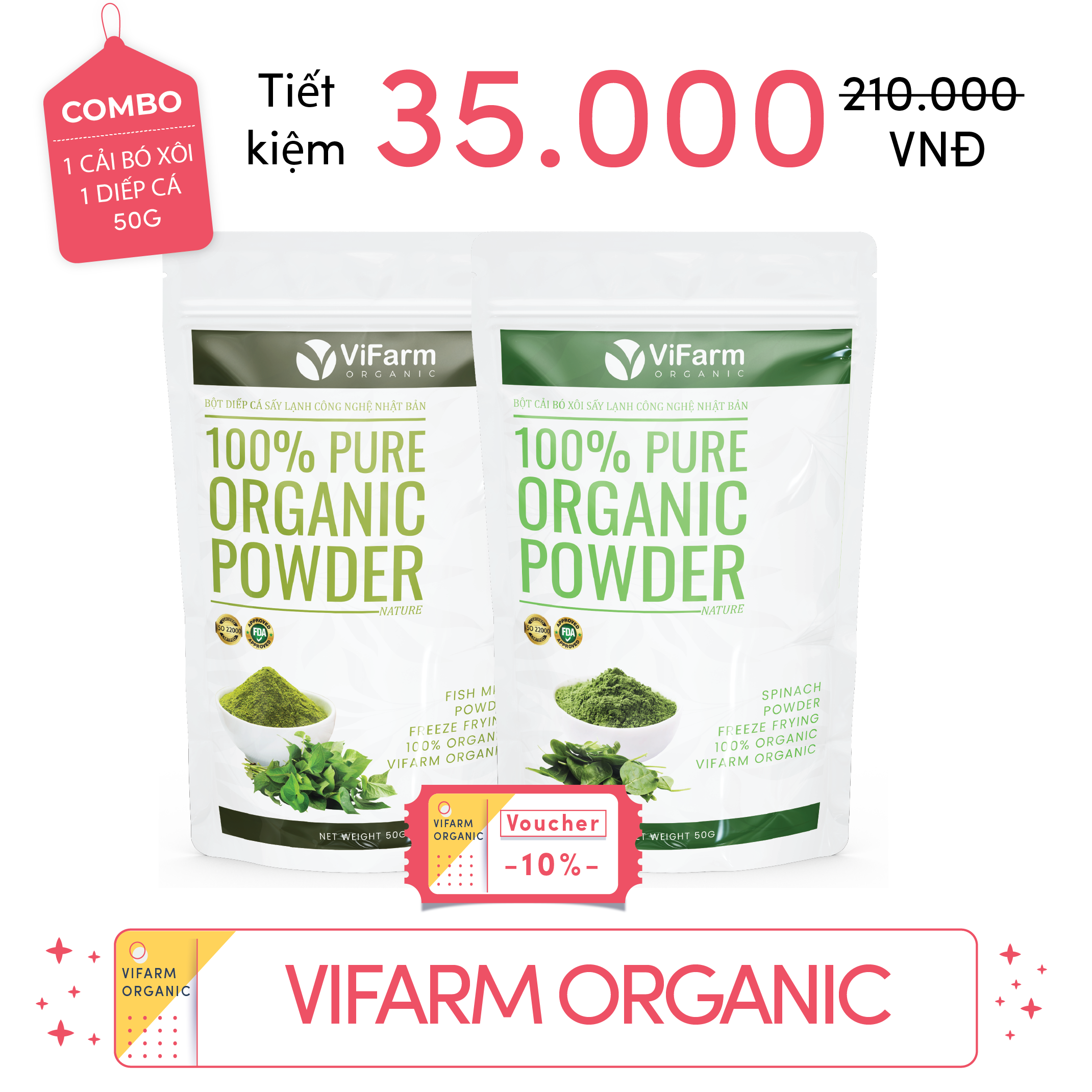 Bột Cải Bó Xôi Nguyên Chất ViFarm 50Gram