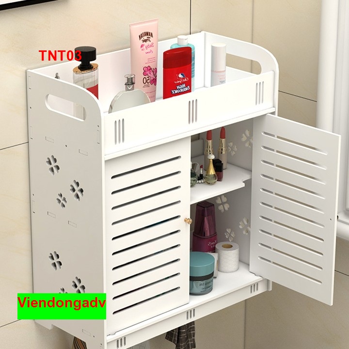 Tủ nhà tắm treo tường 2 cửa thanh lịch ( KT 43x35x18cm) - Kệ  lắp ráp treo tường nhà tắm- VIENDONG ADV