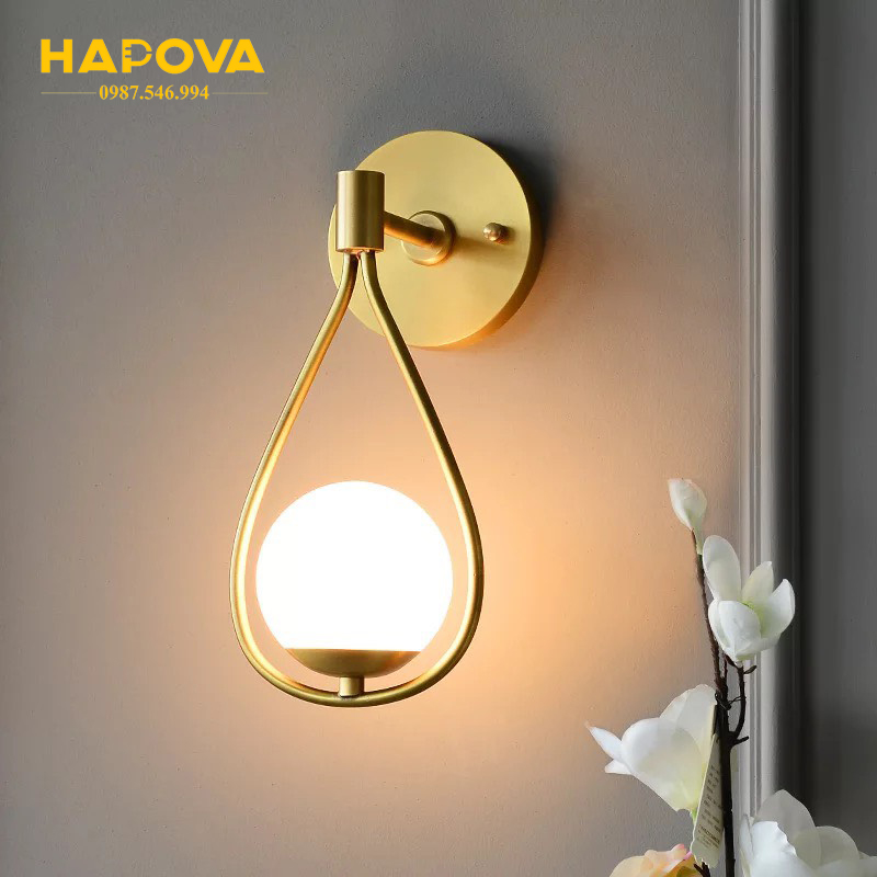 Đèn gắn tường, đèn ngủ treo tường hình giọt nước DGT 1253 - Tặng kèm bóng led as vàng