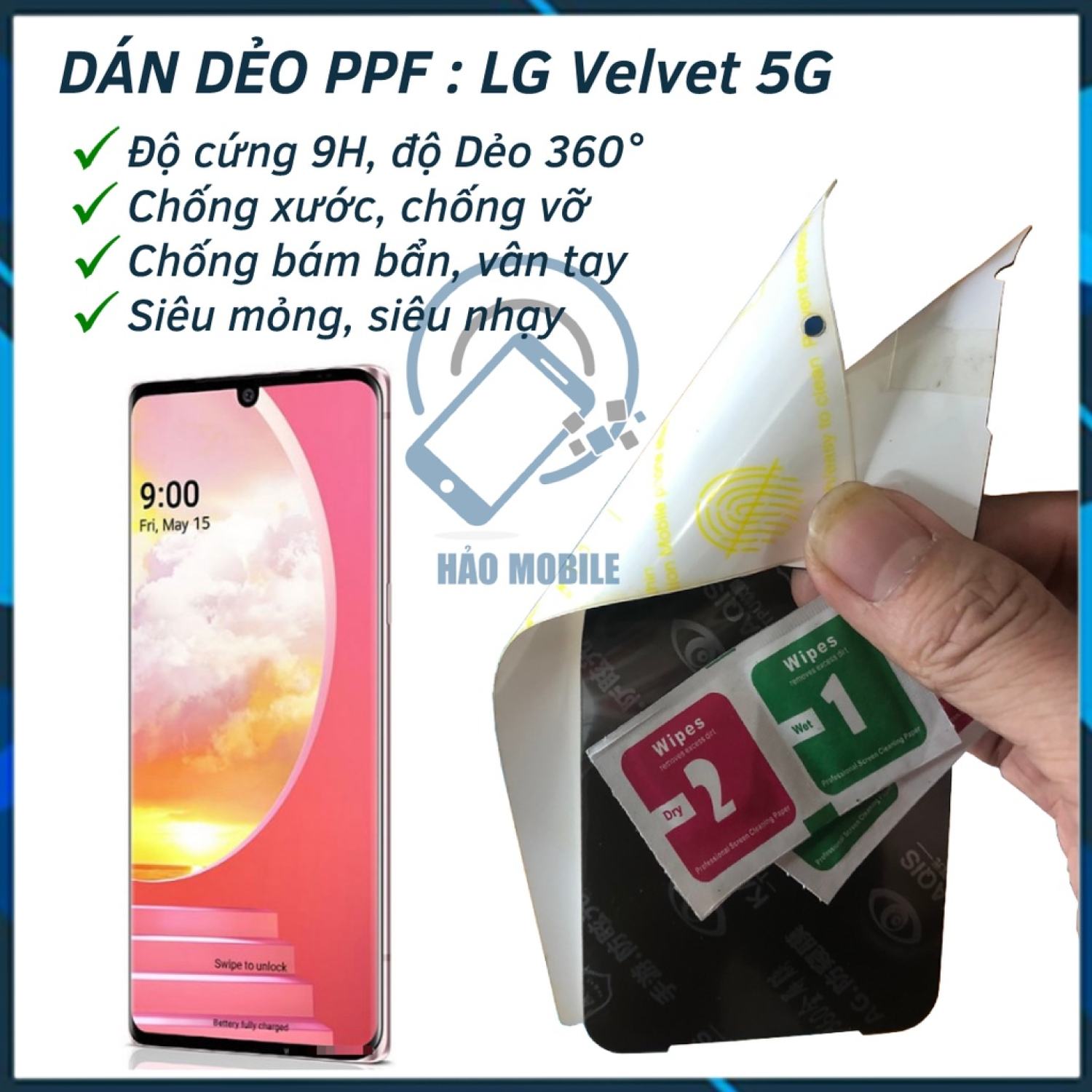 Dán dẻo ppf mặt trước, mặt sau cho lg velvet 5g