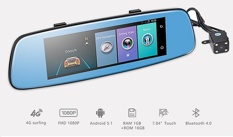 Camera hành trình gương E06  Android 5.1 4G có tiếng việt
