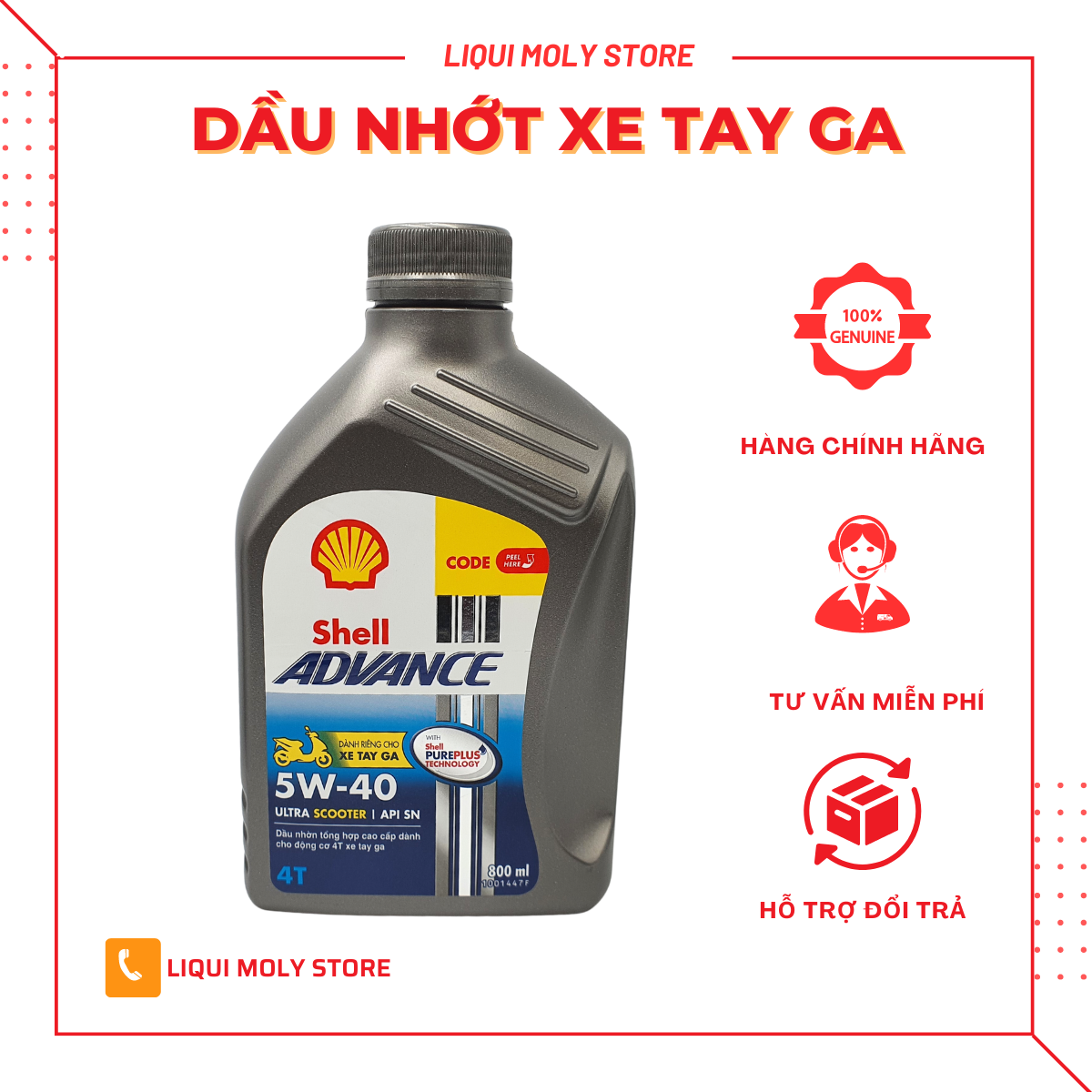 COMBO NHỚT SHELL ADVANCE ULTRA SCOOTER VÀ NHỚT LÁP SHELL THÁI LAN