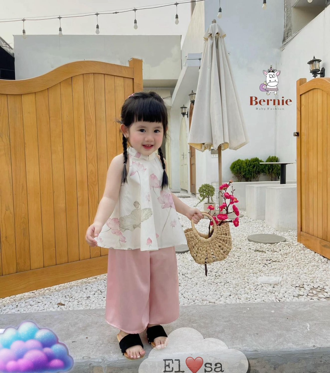QUẦN ÁO BÉ GÁI-SET HOA SEN CỔ YẾM (8-18KG)ANNAKIDS