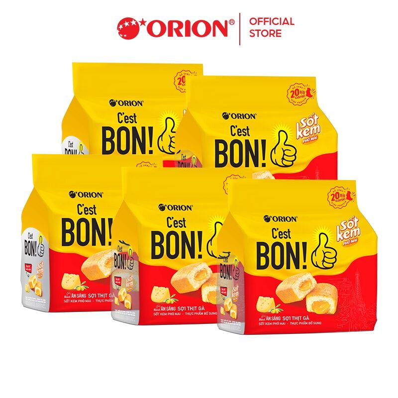 Combo 4 bịch = 20 Bánh ăn sáng sợi thịt gà Cest Bon bánh bông lan Orion gói 85g (5 bánh) - Đồ Ăn Vặt Giá Rẻ