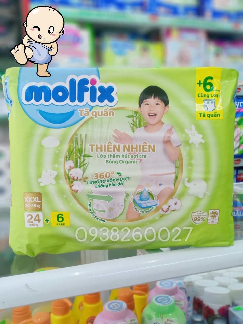 Tã quần Molfix XXXL22+6 miếng (Bé 20-35kg)