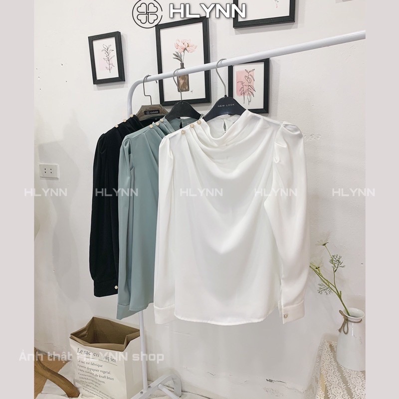 Áo Lụa Satin Đính Cúc Vai M104