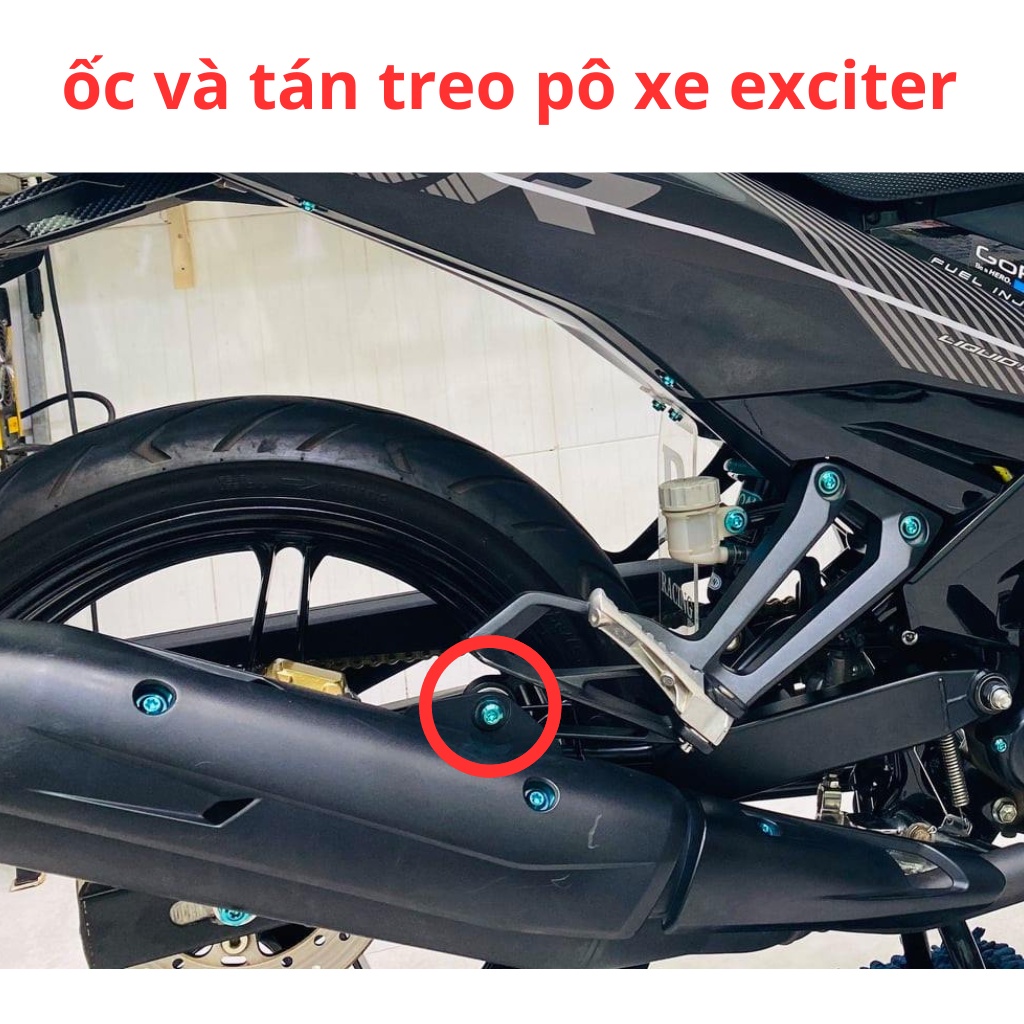 Ốc titan gr5 gắn heo dầu trước xe exciter 150 155 hàng sịn chất lượng cao màu lục bảo và tím