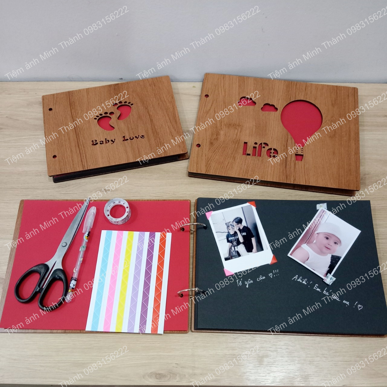 Album Ảnh Gỗ Dán (Album DIY) Tặng Kèm Miếng Dán