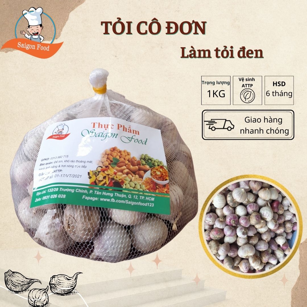 Combo 0.5 Kg Tỏi Cô Đơn loại làm tỏi đen SAIGONFOOD