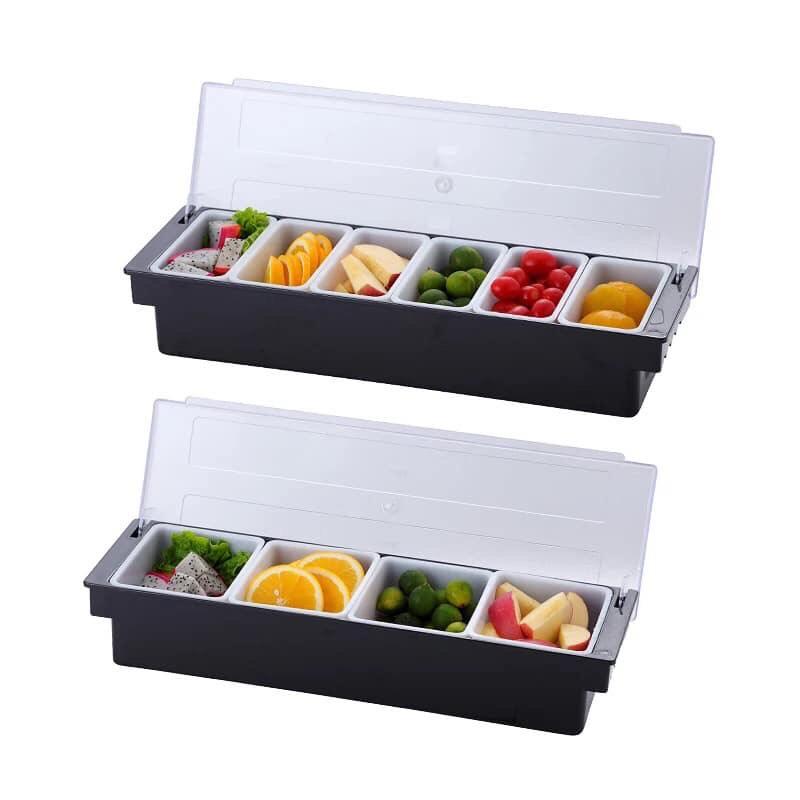 [HCM]Khay đựng topping 6 ngăn nhựa cao cấp