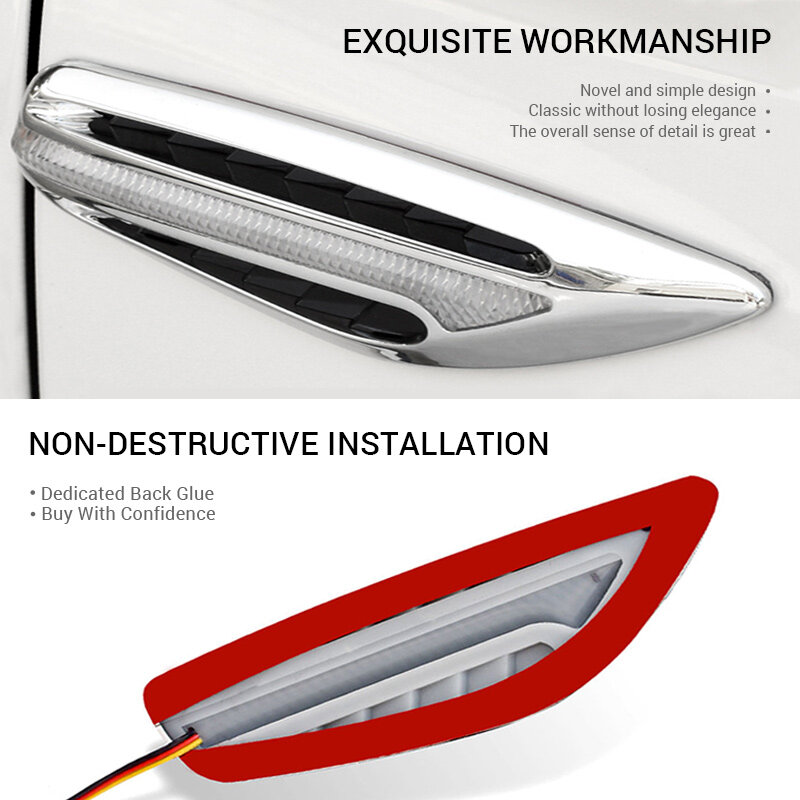 Car Side Marker Turn Signal Light Dynamic Waterproof LED Indicator Lamp Universal