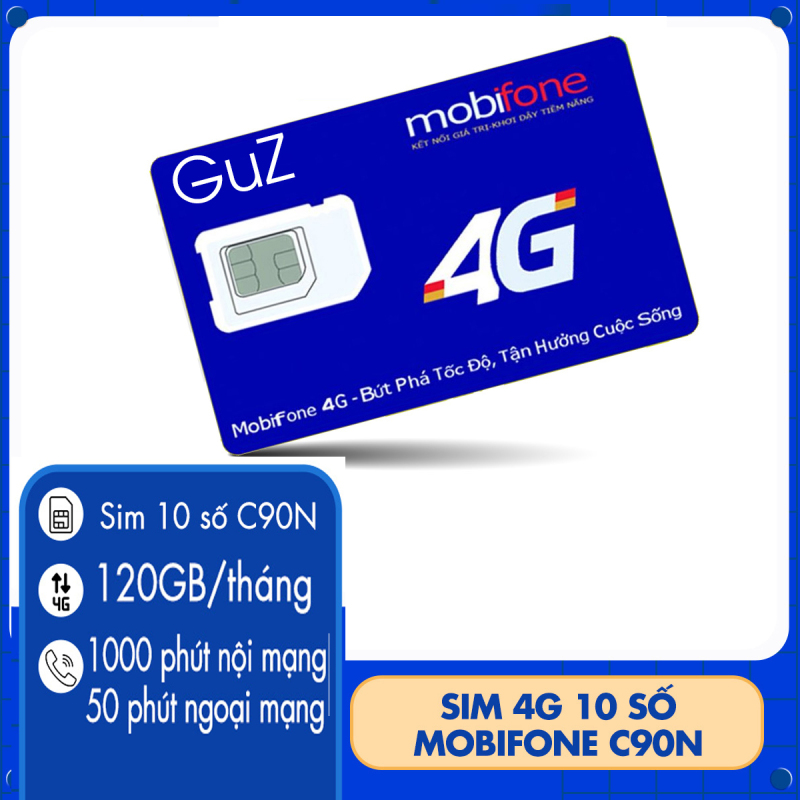 Sim 4G Mobifone C90N Tặng 120GB/tháng +1000p nội mạng +50p ngoại mạng sim số đẹp chỉ với 90k/tháng,