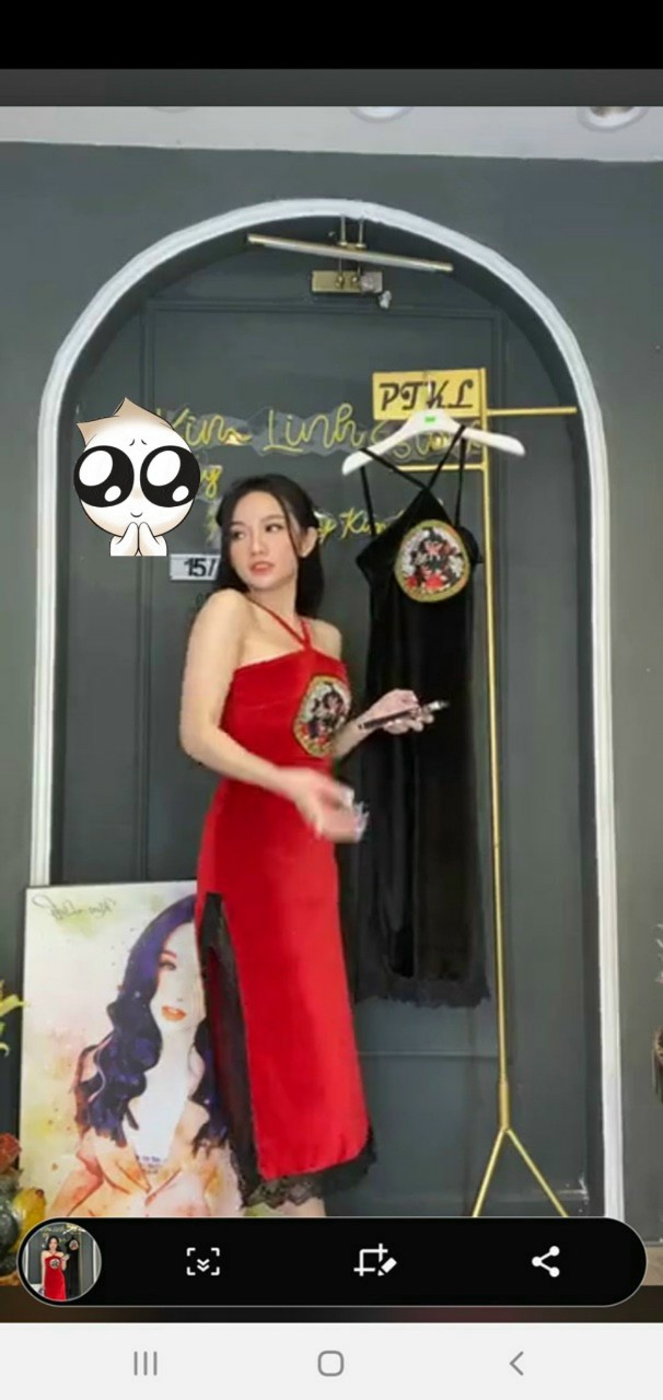 Đầm nhung cổ yếm-HC#damnu