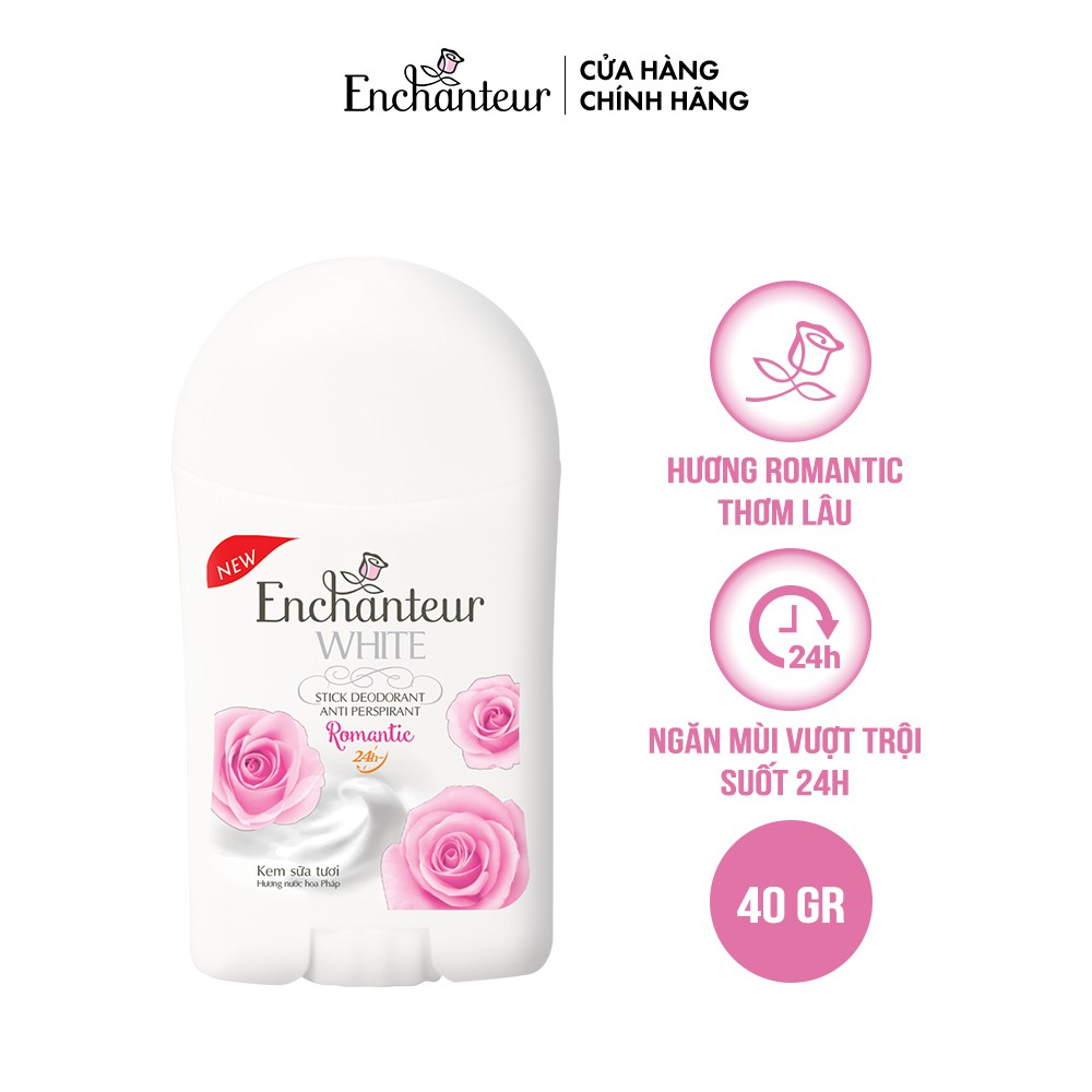 ENCHANTEUR Sáp Khử Mùi Trắng Da 40g – Charming / Sensation / Romantic / Delightful