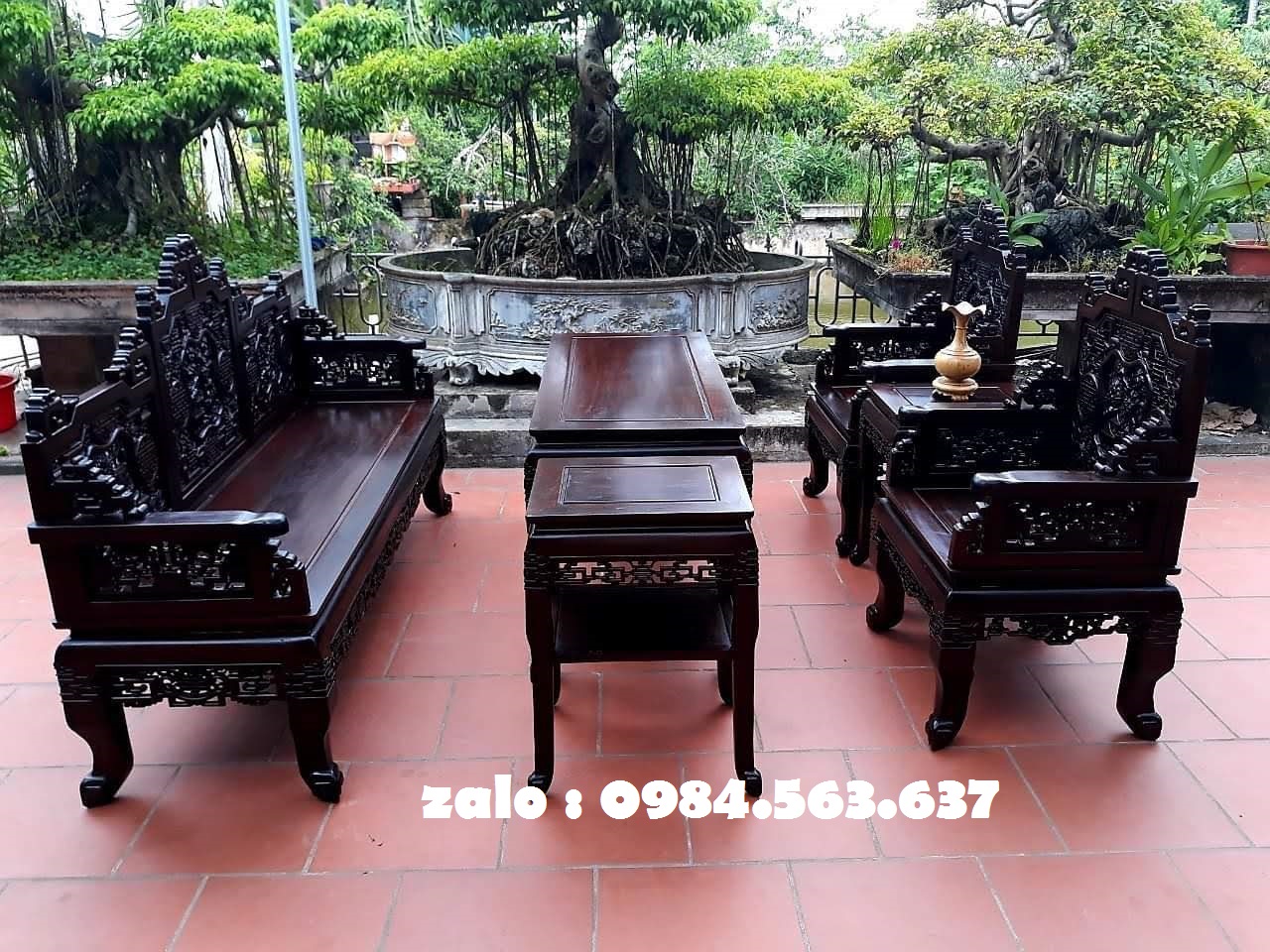 Bộ trường kỷ ngũ lân 6 món gỗ gụ