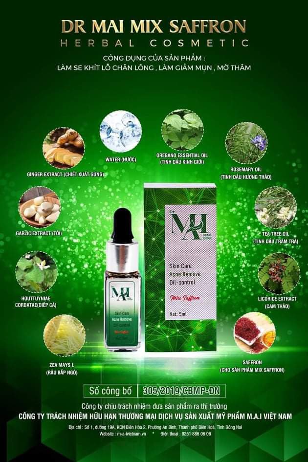 Trị mụn Dr Mai Mix safron lành tính 5ml