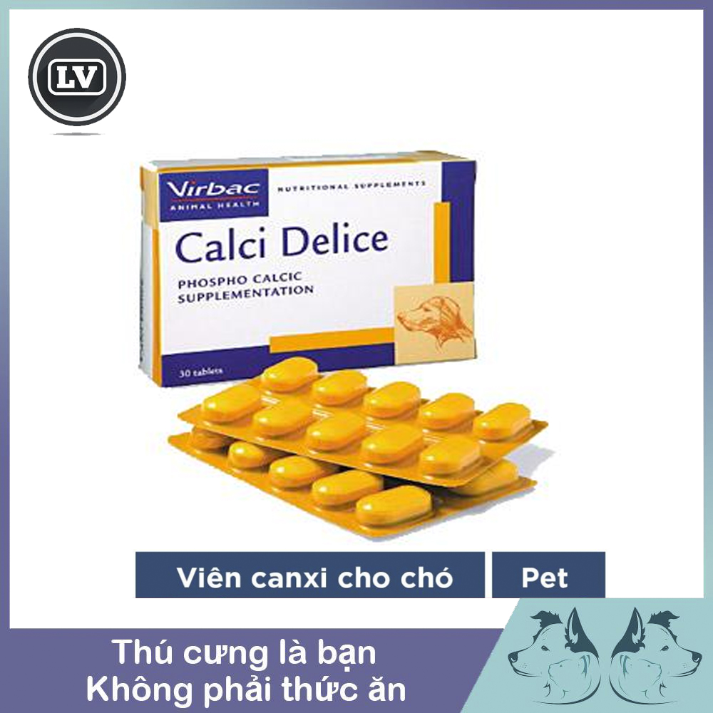 Viên uống bổ sung canxi cho Chó mèo - Virbac Calcidelice (Hộp 30 viên)