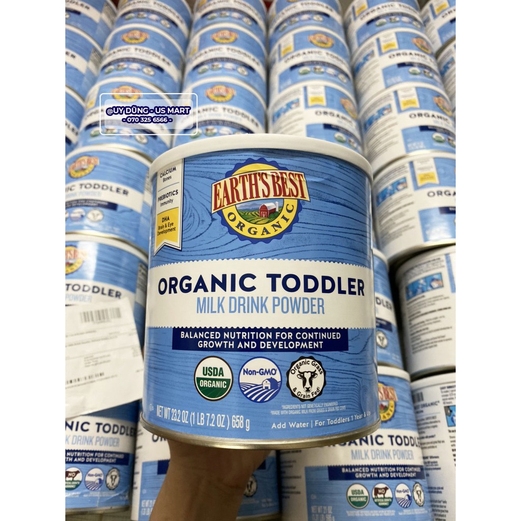 Sữa Earths Best xanh Earths Best organic Toddler 595gr hàng bay air Mỹ