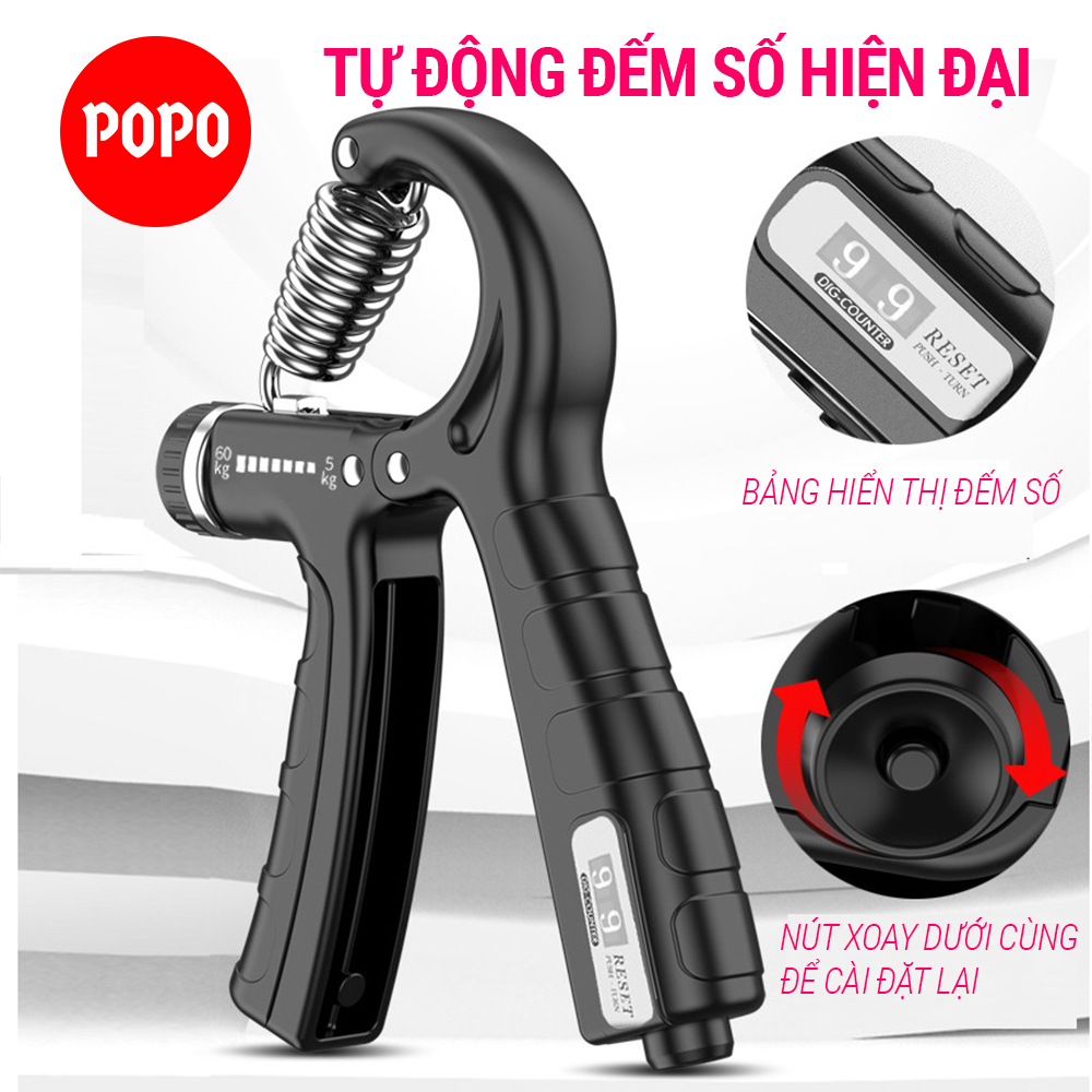 Bóp tập cơ tay YGW26 Đếm số Có Hộp, có điều chỉnh kháng cự từ 22-132LB(10-60kg) tích hợp lò xo thép không rỉ POPO