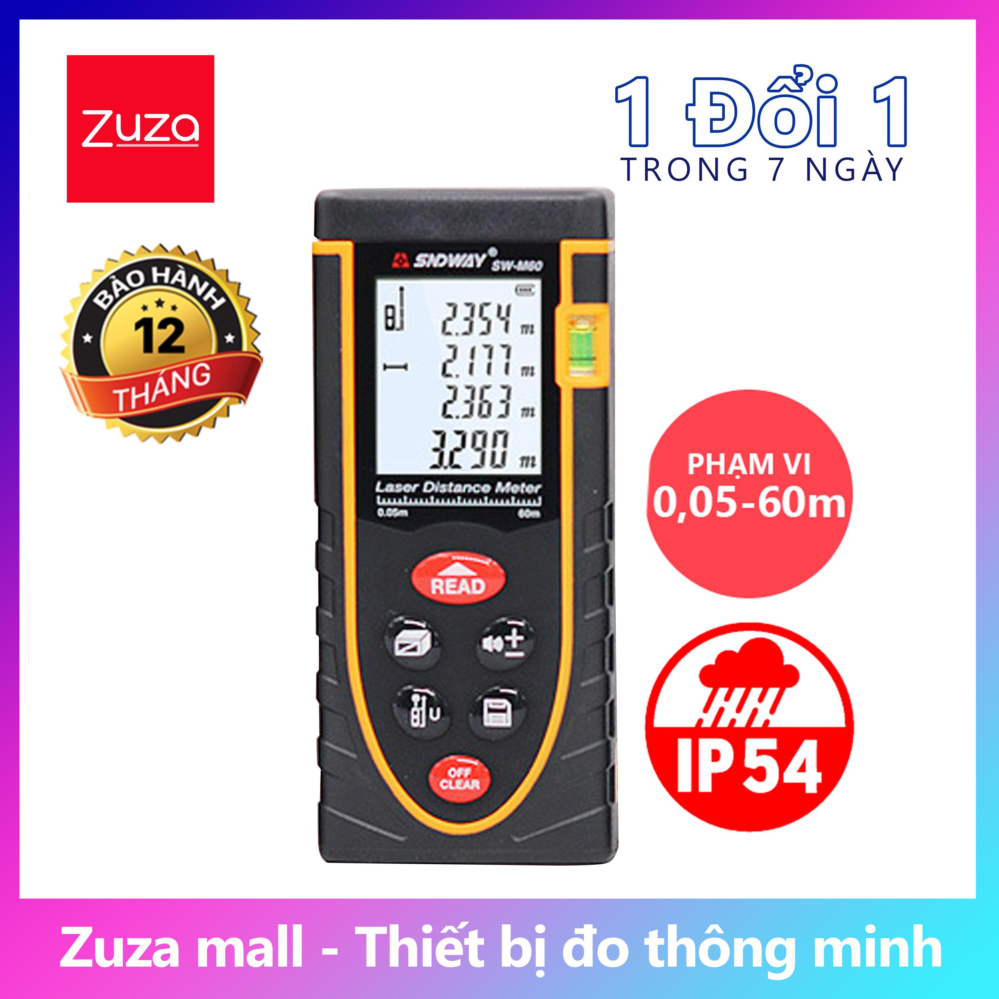 Máy bắn cốt - Thước đo khoảng cách Cao Cấp Laser. Thiết Bị Đo Khoảng Cách Laser Từ Xa Sndway Sw-M60 Phạm Vi Đo 60M ,Được Thiết Kế Cầm Tay Với Kích Thước 112 X 50 X 25Mm.