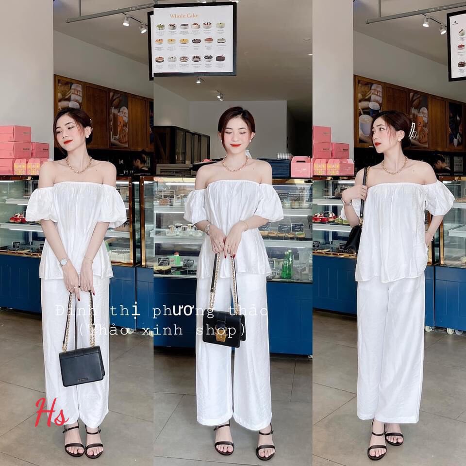 Set Bộ Đũi Trễ Vai Quần Dài [July Shop]