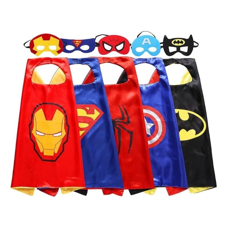 Áo choàng siêu nhân kèm mặt nạ cho bé trai : SpiderMan, Superman, Batman, Captain America, Iron Man, Hulk