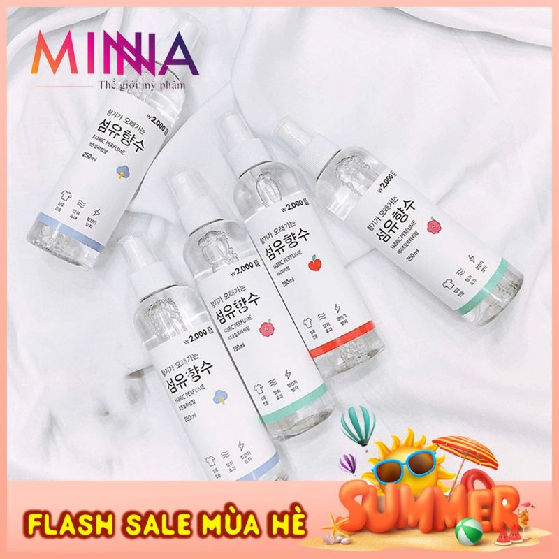 Xịt Thơm Quân Áo, Xịt Thơm Hàn Quốc, XỊt Khử Mùi Fabric Perfume cao cấp Hàn Quốc Quần Áo Thơm Làn Tỏa Cả Ngày 250ml