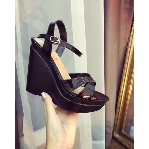 [HCM]Giày sandal đế xuồng quai chéo 12cm4