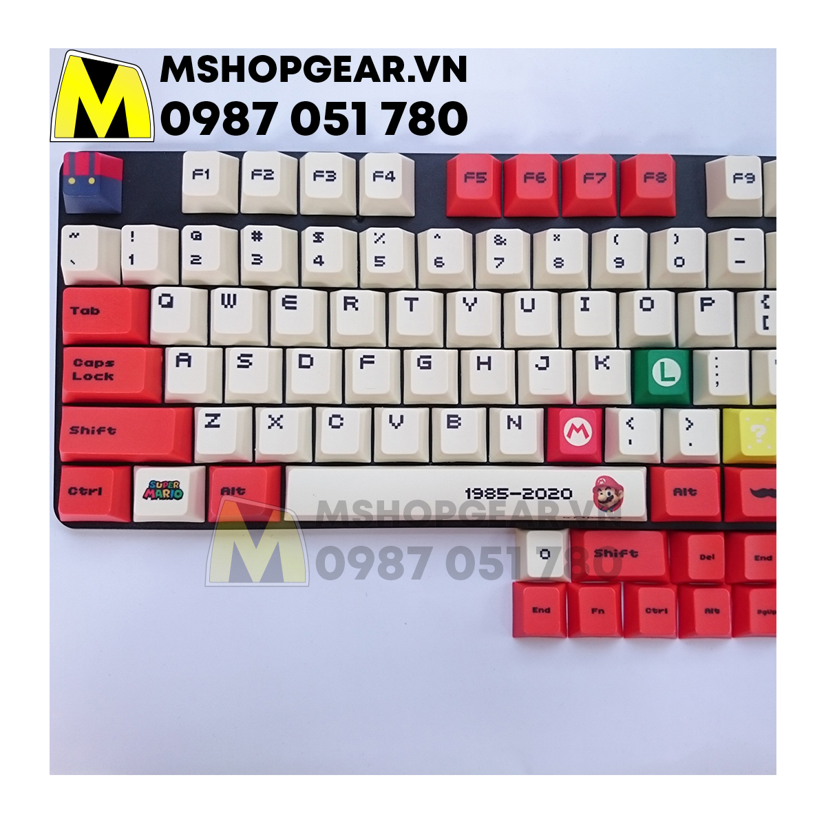 Keycap Mario đỏ thick pbt dye-sub cherry profile 119 keys